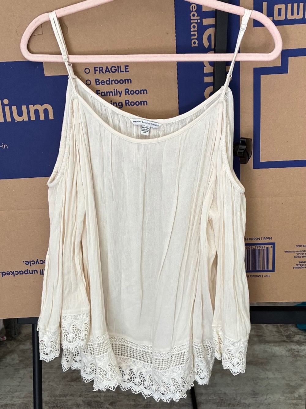 American Eagle cream cold shoulder top - XXL